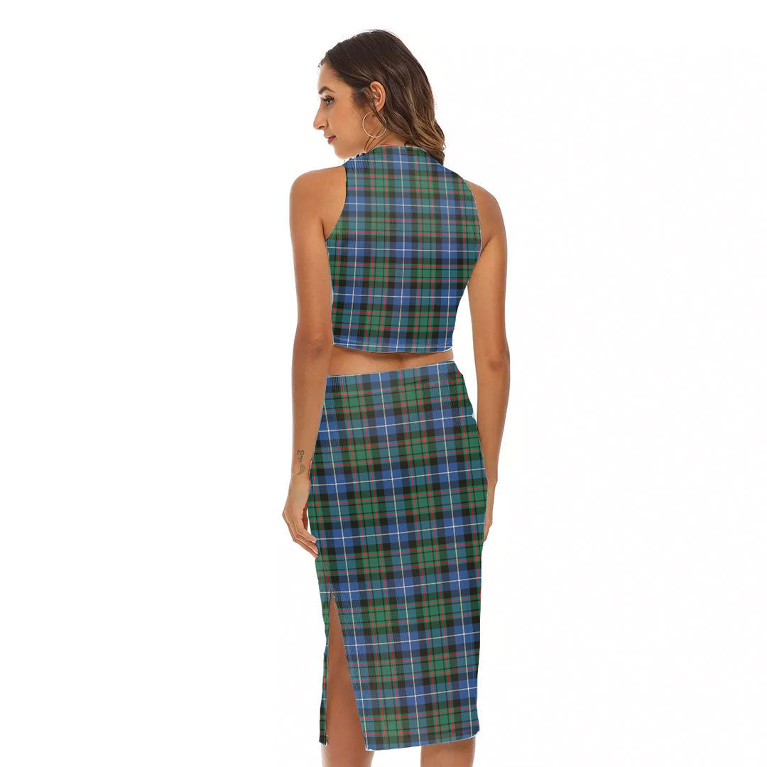 MacRae Hunting Ancient Tartan Crest Tank Top & Split High Skirt Set