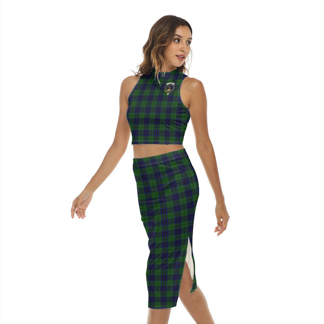 Keith Modern Tartan Crest Tank Top & Split High Skirt Set