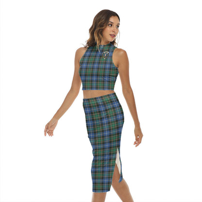 MacRae Hunting Ancient Tartan Crest Tank Top & Split High Skirt Set