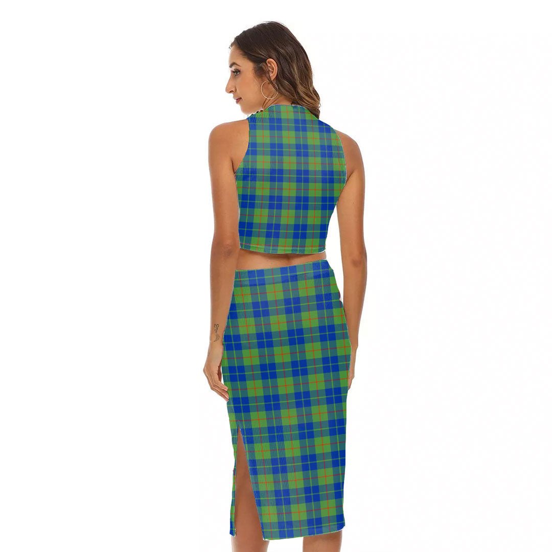 Barclay Hunting Ancient Tartan Crest Tank Top & Split High Skirt Set
