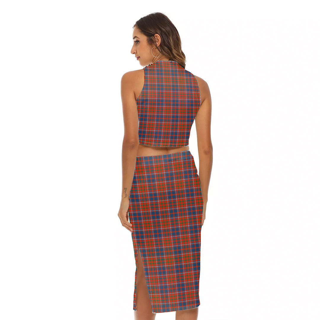 Cameron of Lochiel Ancient Tartan Crest Tank Top & Split High Skirt Set