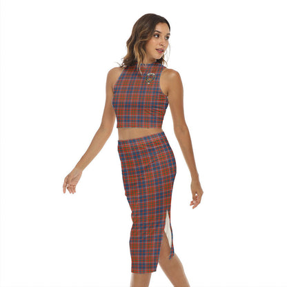 Cameron of Lochiel Ancient Tartan Crest Tank Top & Split High Skirt Set