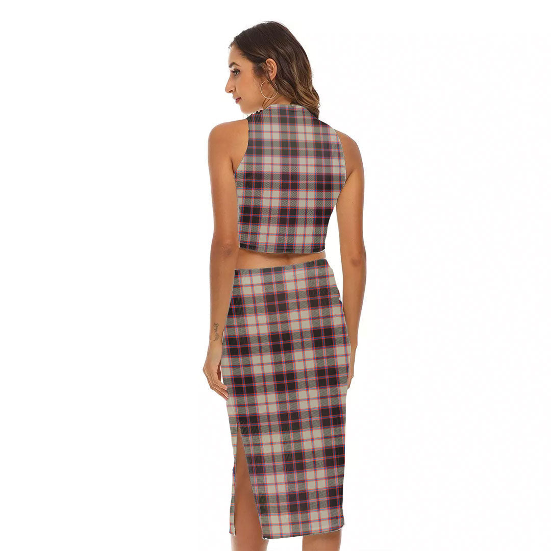 MacPherson Hunting Ancient Tartan Crest Tank Top & Split High Skirt Set