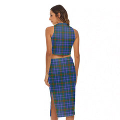 Edmonstone Tartan Crest Tank Top & Split High Skirt Set