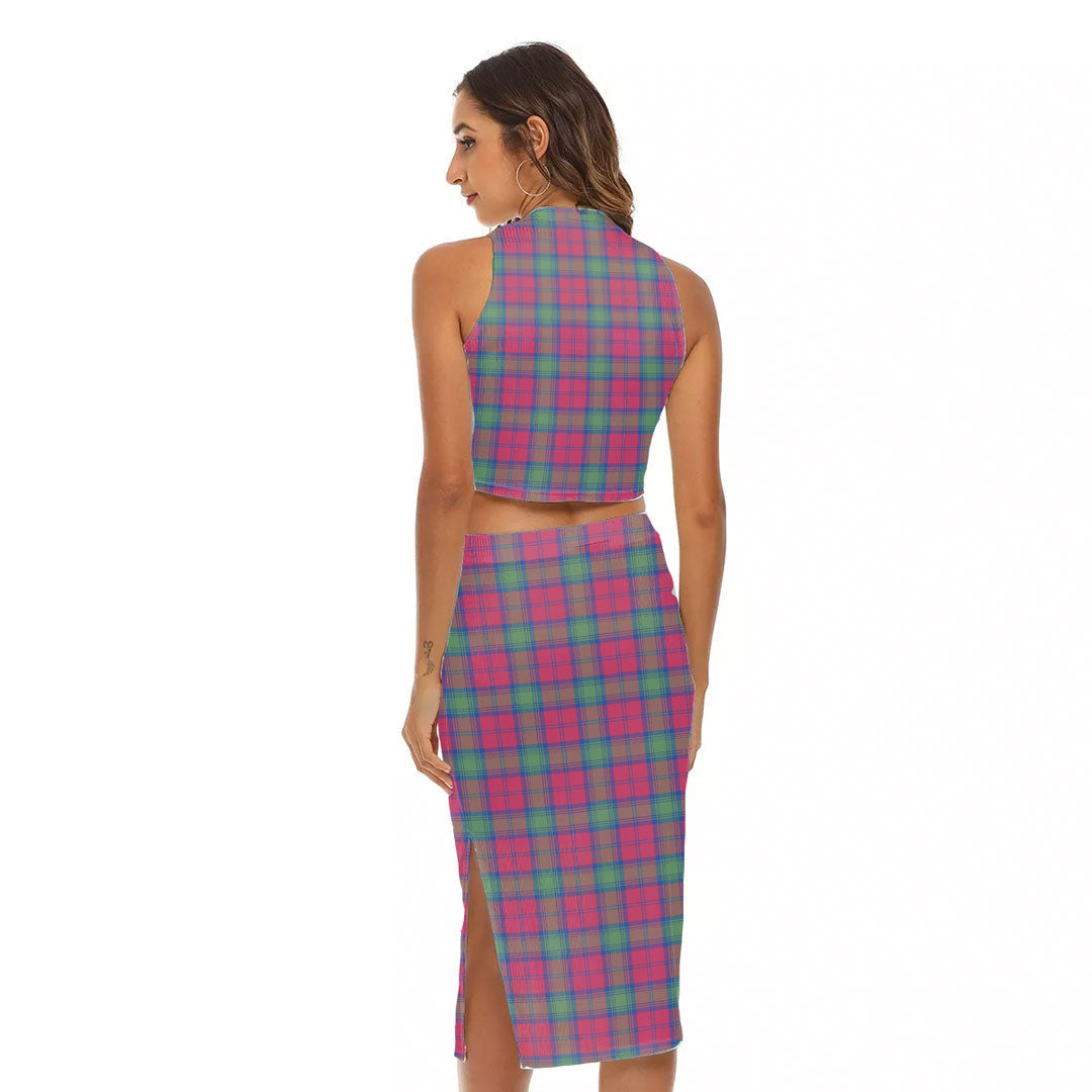 Lindsay Ancient Tartan Crest Tank Top & Split High Skirt Set