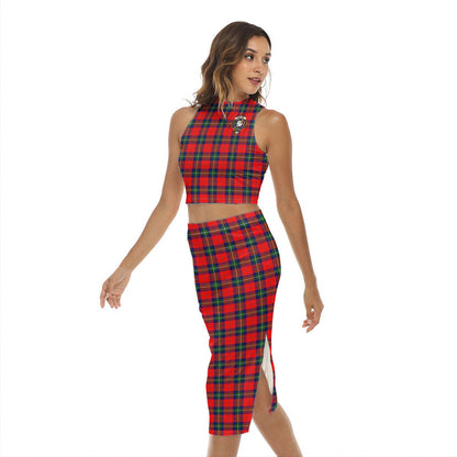 Ruthven Modern Tartan Crest Tank Top & Split High Skirt Set