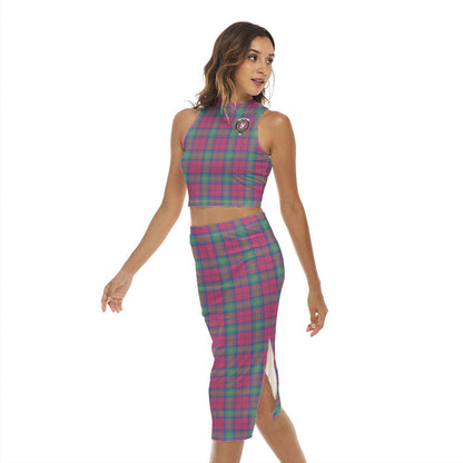 Lindsay Ancient Tartan Crest Tank Top & Split High Skirt Set