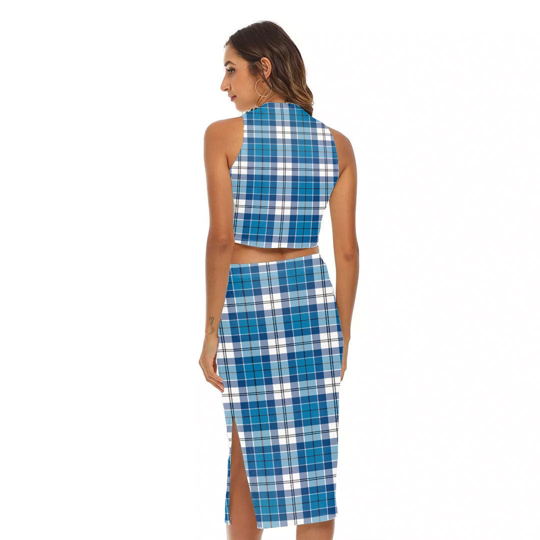 Roberton Tartan Crest Tank Top & Split High Skirt Set