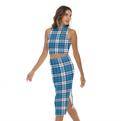 Roberton Tartan Crest Tank Top & Split High Skirt Set