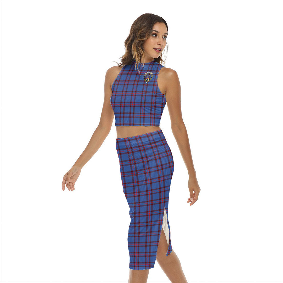 Elliot Modern Tartan Crest Tank Top & Split High Skirt Set