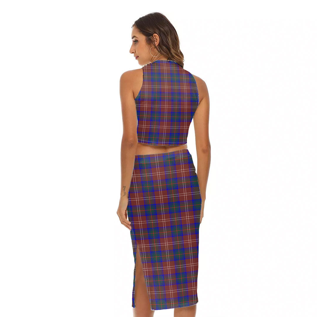 Chisholm Hunting Modern Tartan Crest Tank Top & Split High Skirt Set