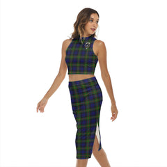 Gunn Modern Tartan Crest Tank Top & Split High Skirt Set