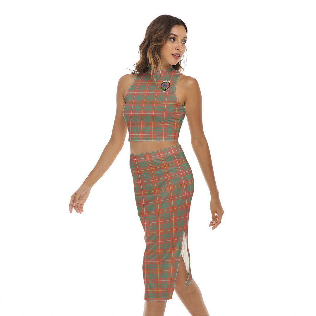 Bruce Ancient Tartan Crest Tank Top & Split High Skirt Set