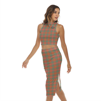 Bruce Ancient Tartan Crest Tank Top & Split High Skirt Set