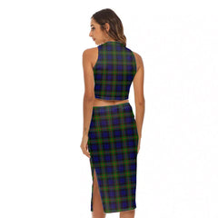 Gunn Modern Tartan Crest Tank Top & Split High Skirt Set
