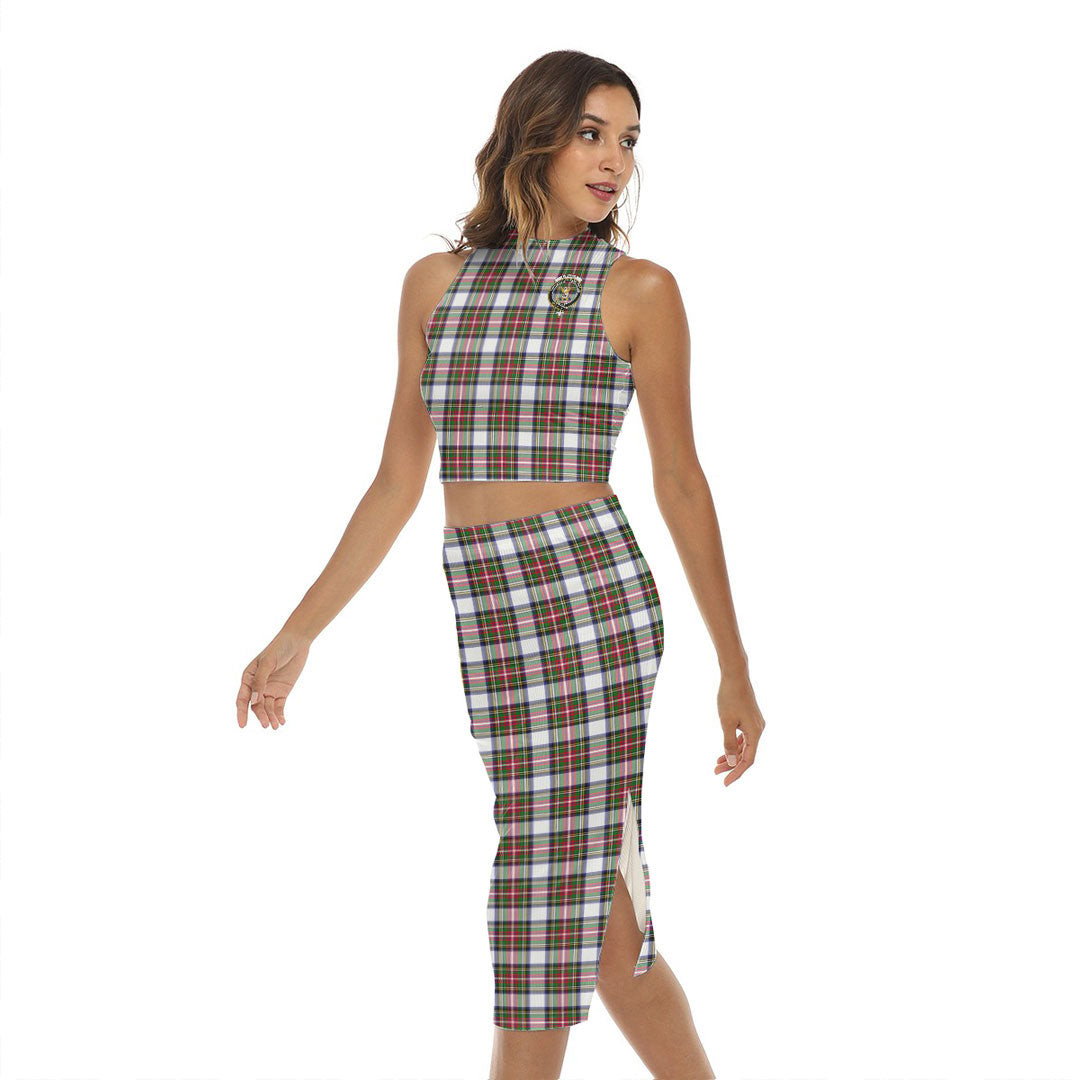Stewart Dress Modern Tartan Crest Tank Top & Split High Skirt Set