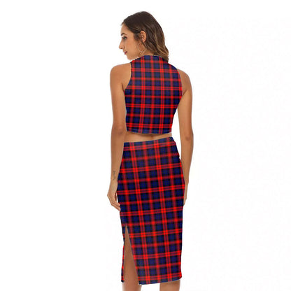 MacLachlan Modern Tartan Crest Tank Top & Split High Skirt Set