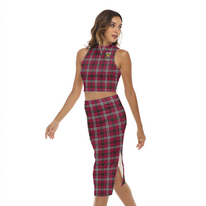 Little Tartan Crest Tank Top & Split High Skirt Set