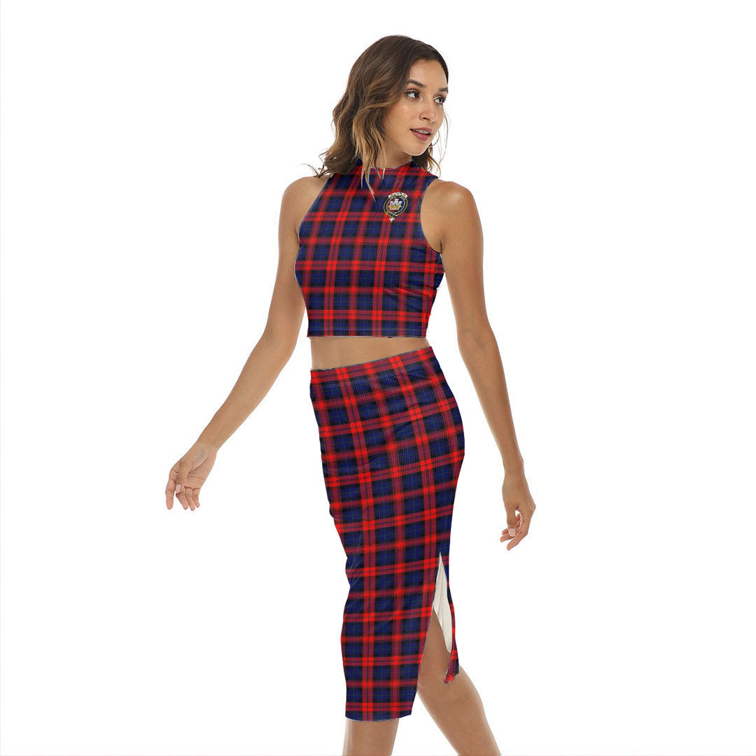 MacLachlan Modern Tartan Crest Tank Top & Split High Skirt Set