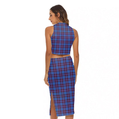 Elliot Modern Tartan Crest Tank Top & Split High Skirt Set