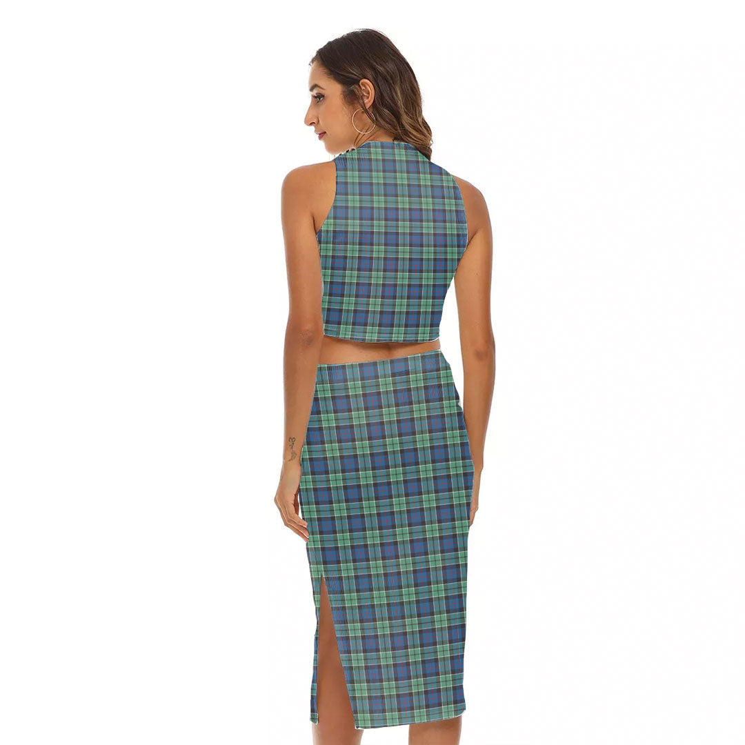 Leslie Hunting Ancient Tartan Crest Tank Top & Split High Skirt Set