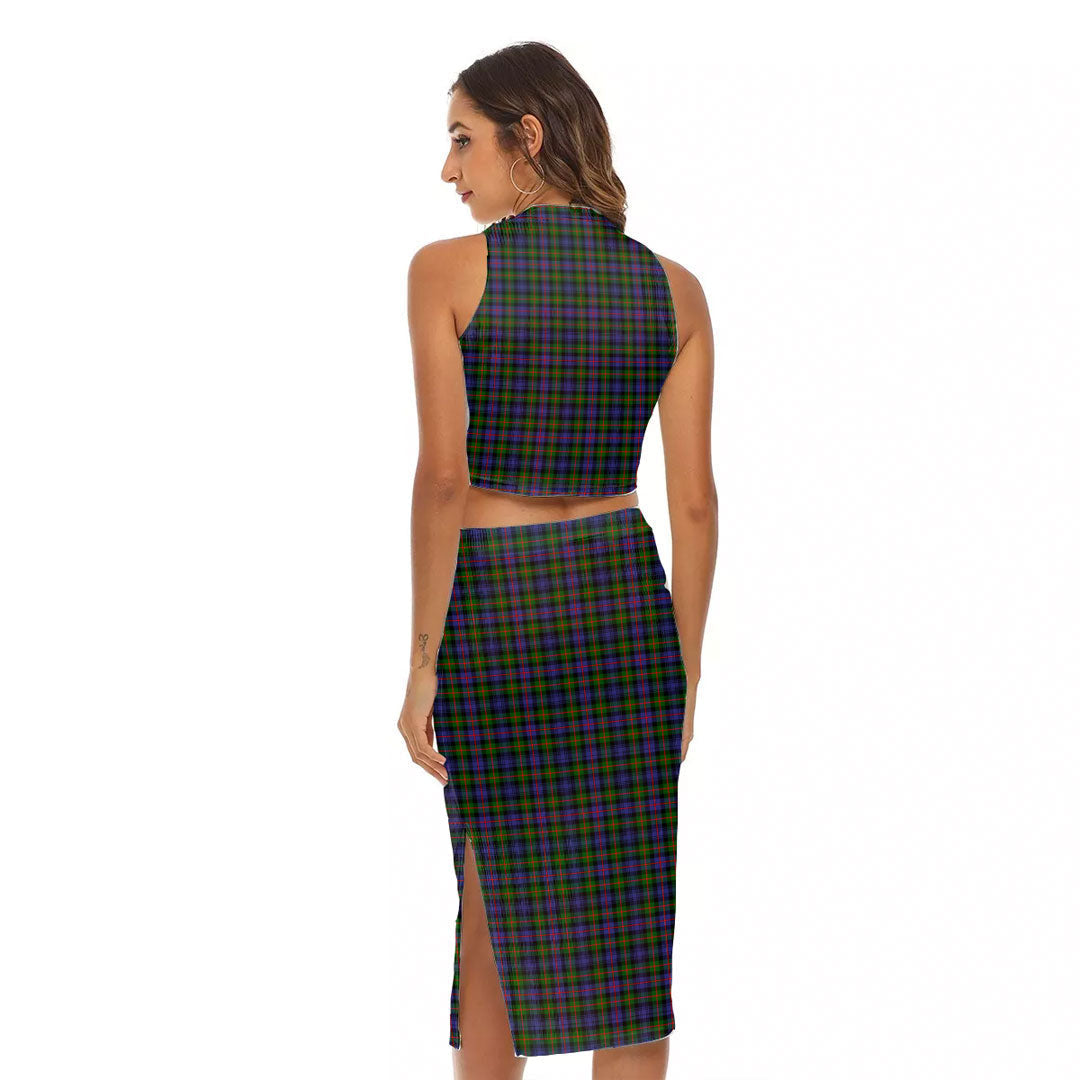 Murray of Atholl Modern Tartan Crest Tank Top & Split High Skirt Set