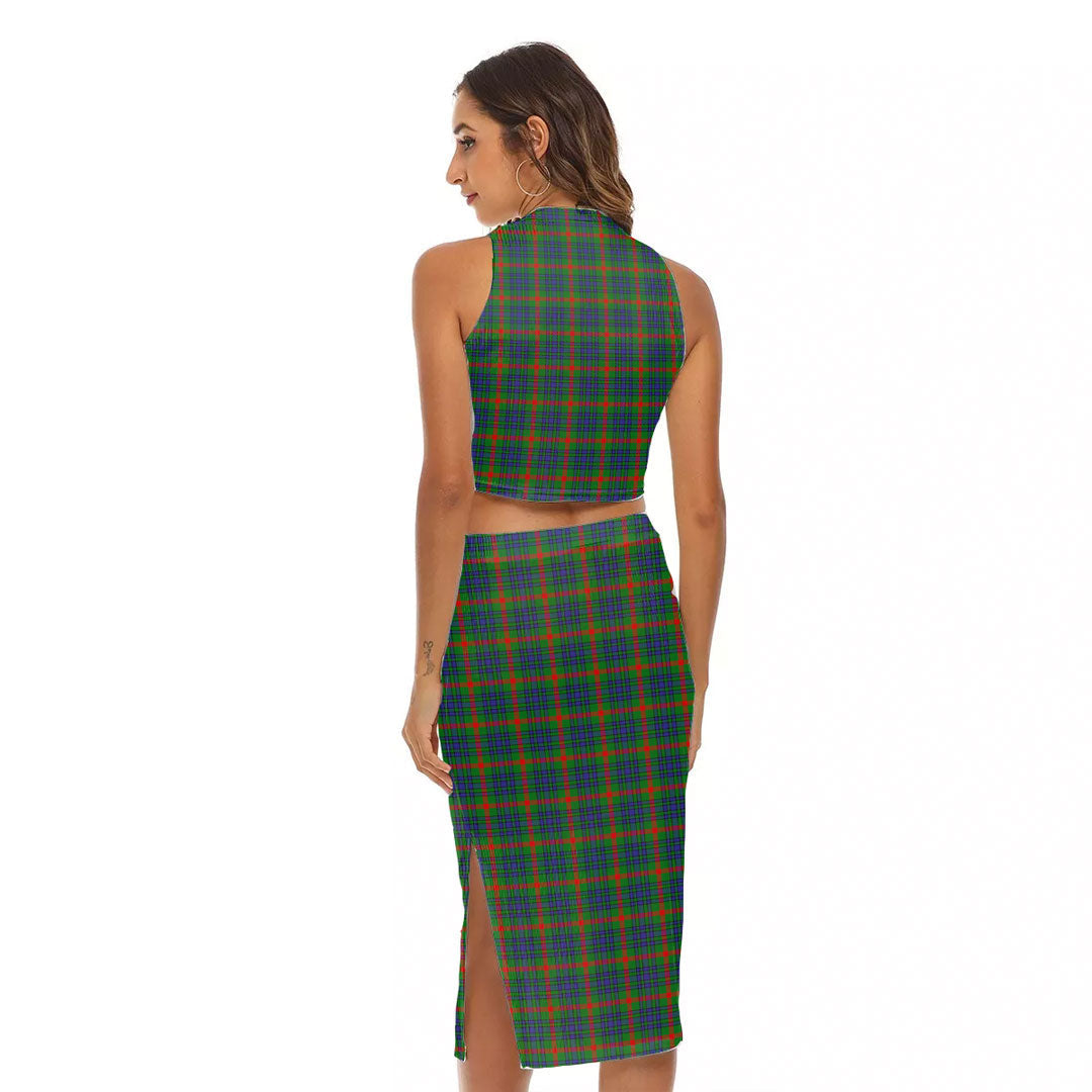 Aiton Tartan Crest Tank Top & Split High Skirt Set