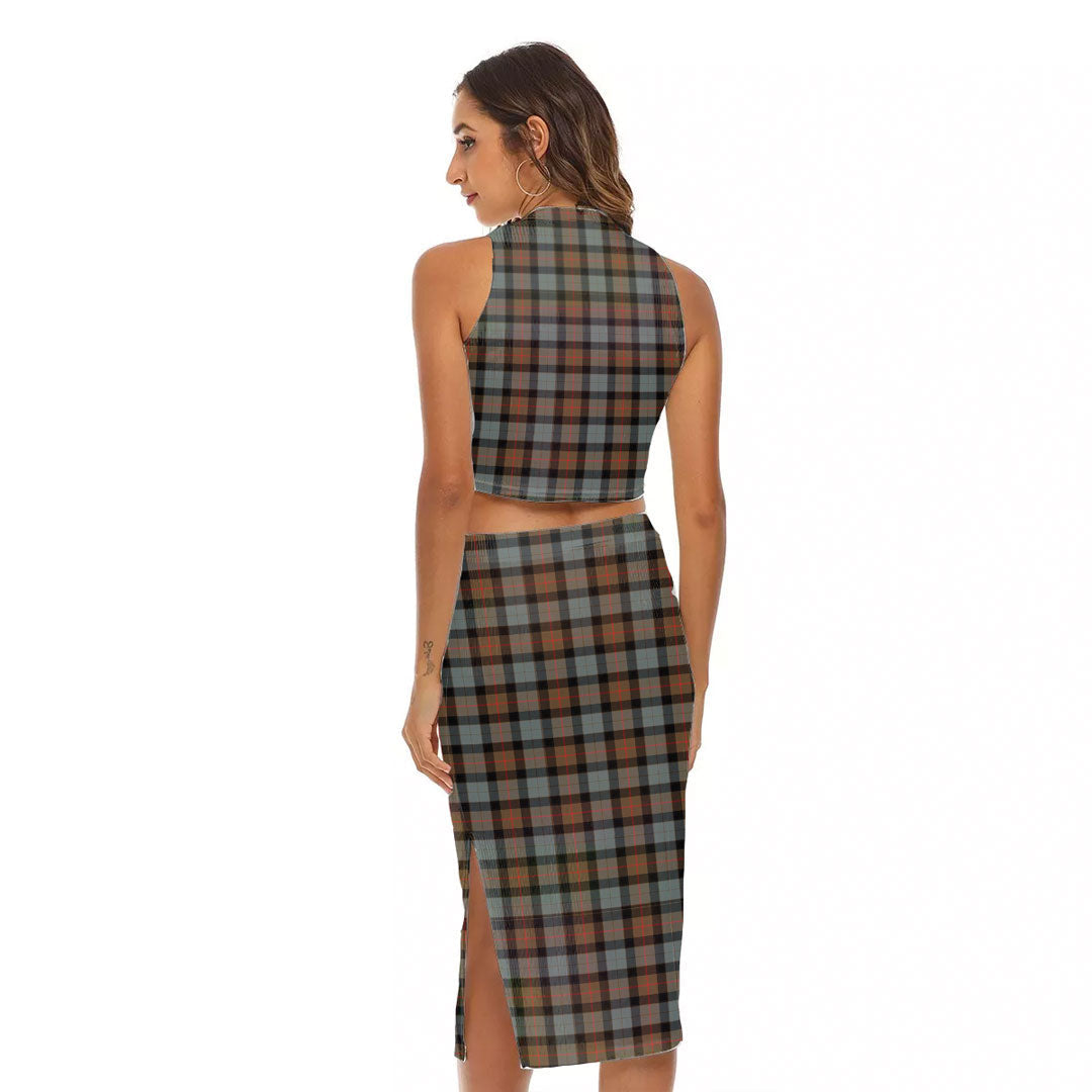 Gunn Weathered Tartan Crest Tank Top & Split High Skirt Set