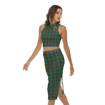 Aiton Tartan Crest Tank Top & Split High Skirt Set