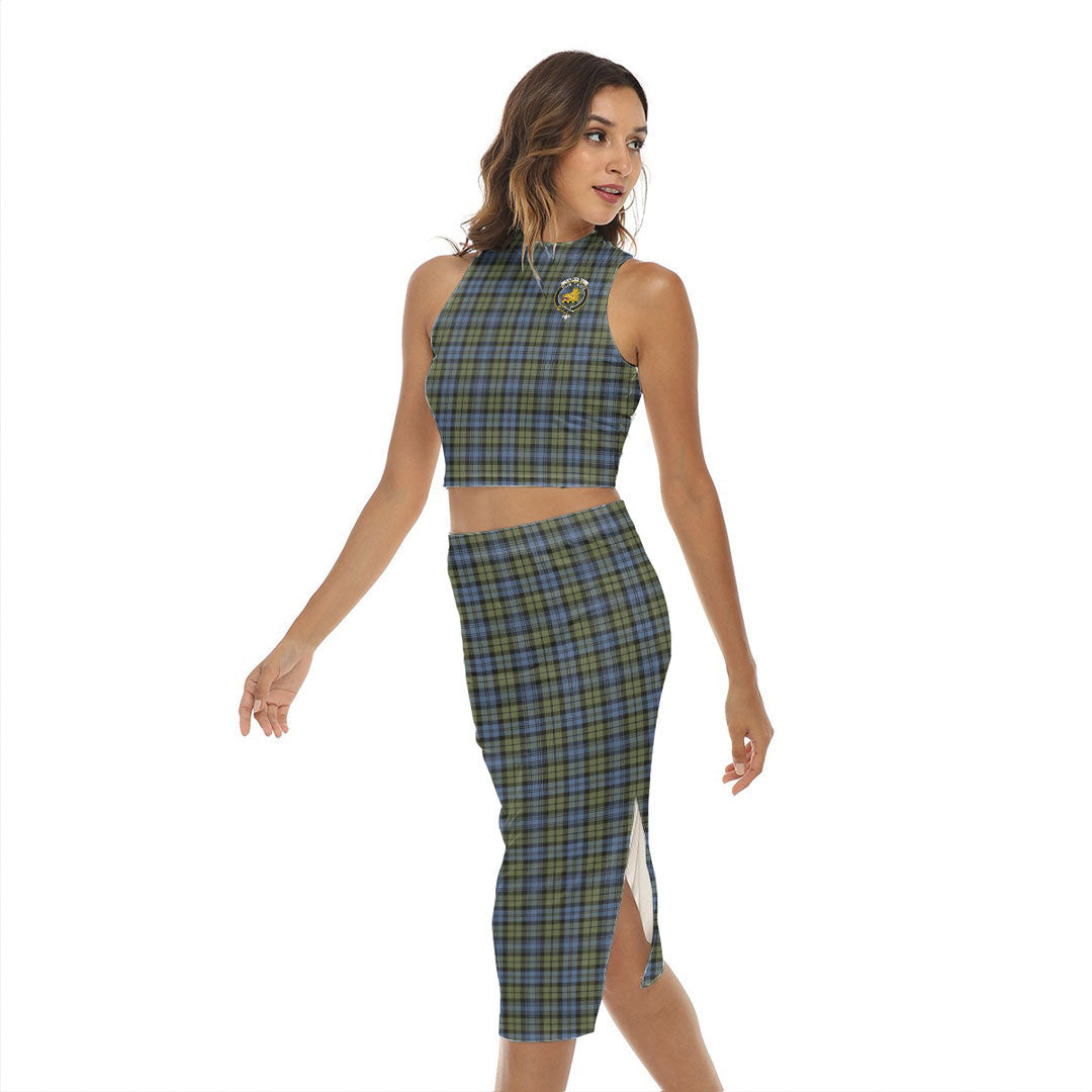 Campbell Faded Tartan Crest Tank Top & Split High Skirt Set