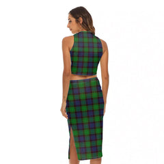 Stewart Old Modern Tartan Crest Tank Top & Split High Skirt Set