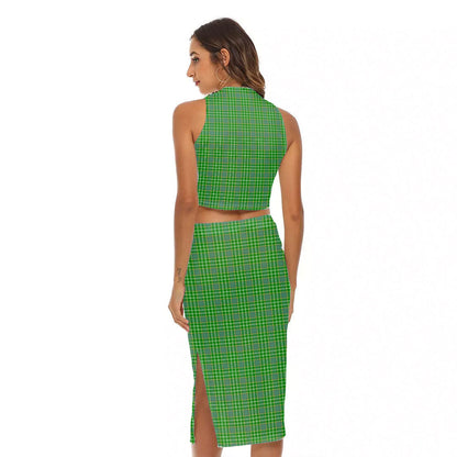 Currie Tartan Crest Tank Top & Split High Skirt Set