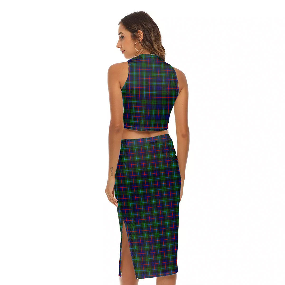 Campbell of Cawdor Modern Tartan Crest Tank Top & Split High Skirt Set