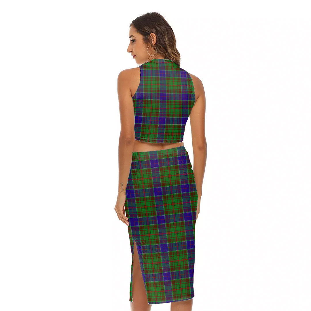 Adam Tartan Crest Tank Top & Split High Skirt Set