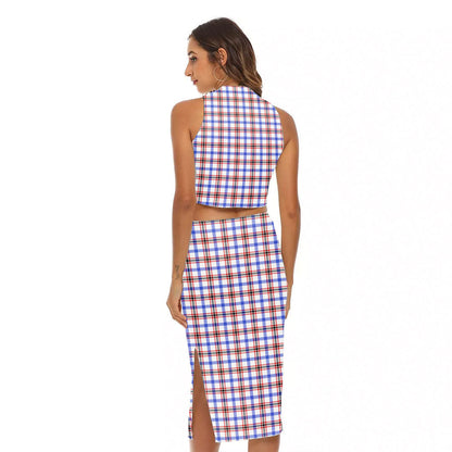 Boswell Modern Tartan Crest Tank Top & Split High Skirt Set