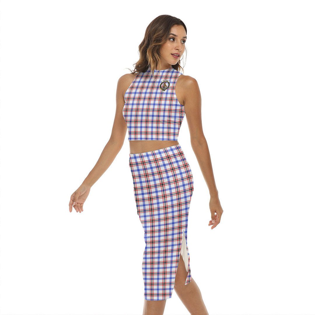 Boswell Modern Tartan Crest Tank Top & Split High Skirt Set