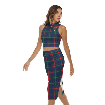 Agnew Modern Tartan Crest Tank Top & Split High Skirt Set