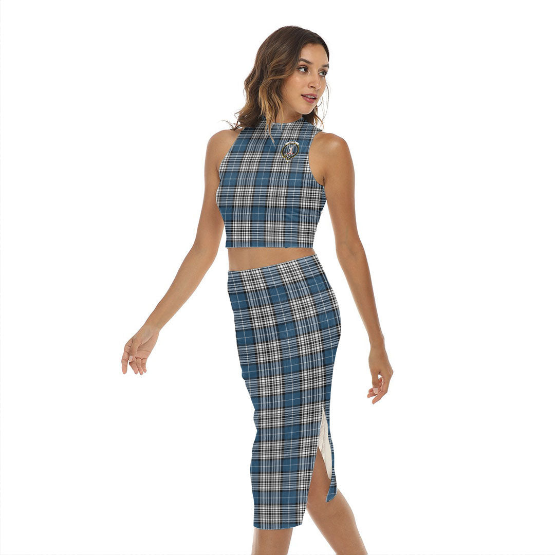 Napier Modern Tartan Crest Tank Top & Split High Skirt Set