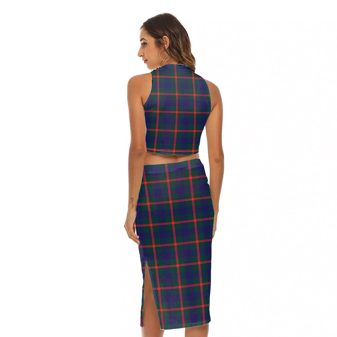 Agnew Modern Tartan Crest Tank Top & Split High Skirt Set