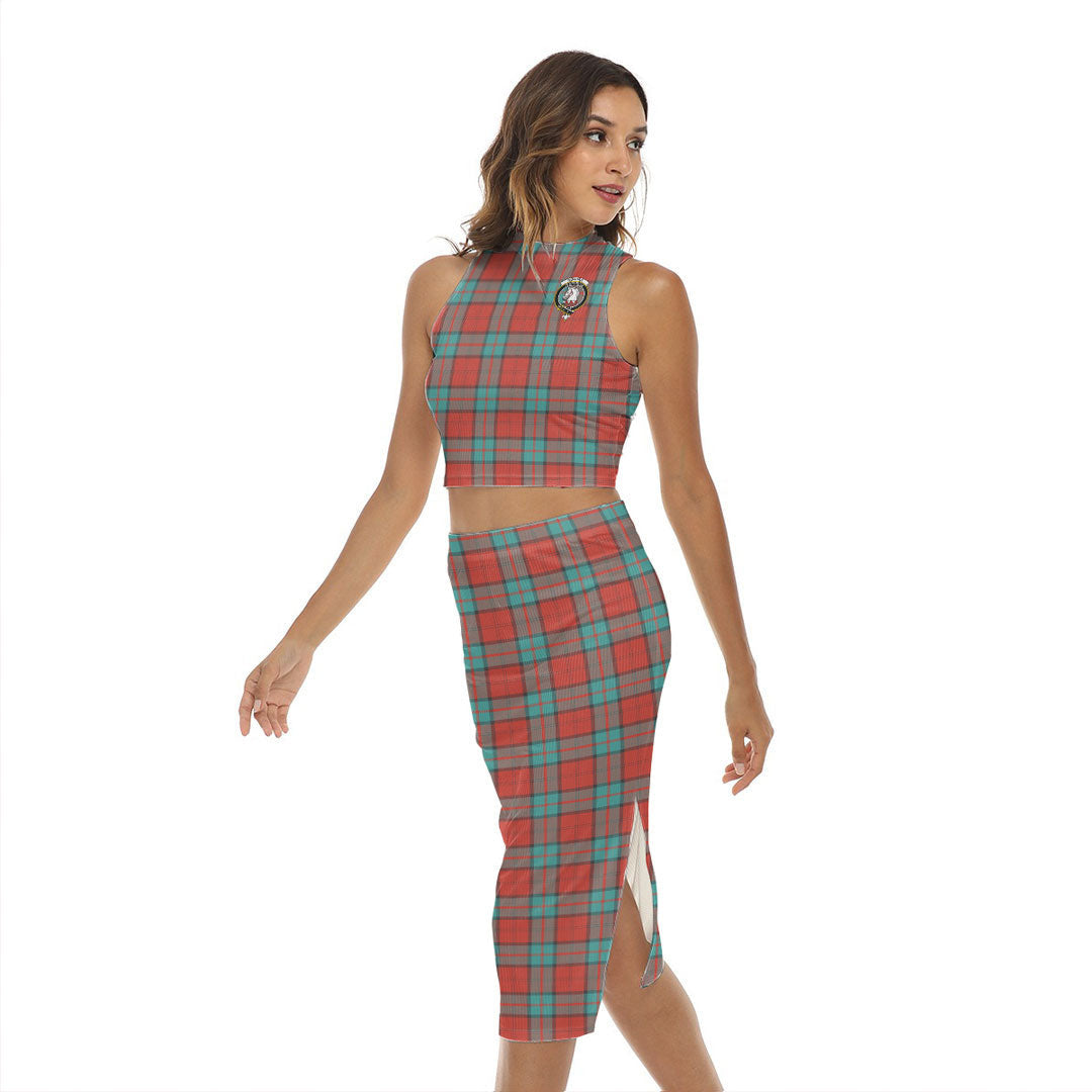 Dunbar Ancient Tartan Crest Tank Top & Split High Skirt Set