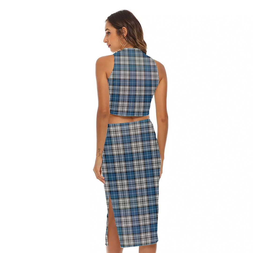 Napier Modern Tartan Crest Tank Top & Split High Skirt Set