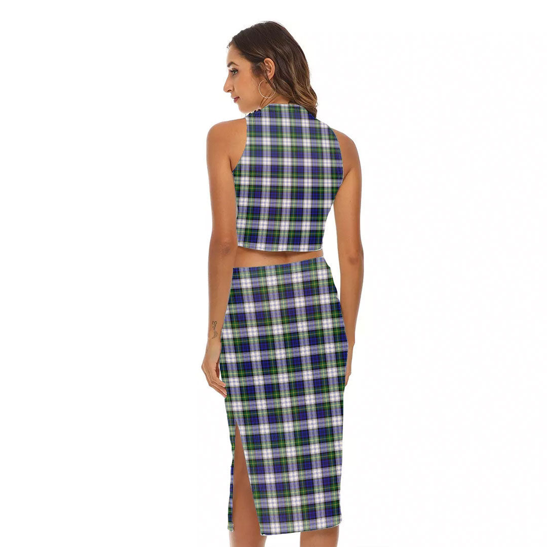 Gordon Dress Modern Tartan Crest Tank Top & Split High Skirt Set