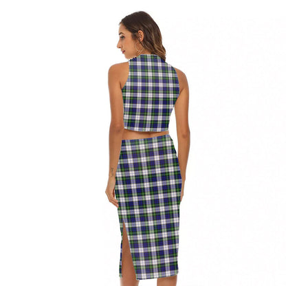 Gordon Dress Modern Tartan Crest Tank Top & Split High Skirt Set