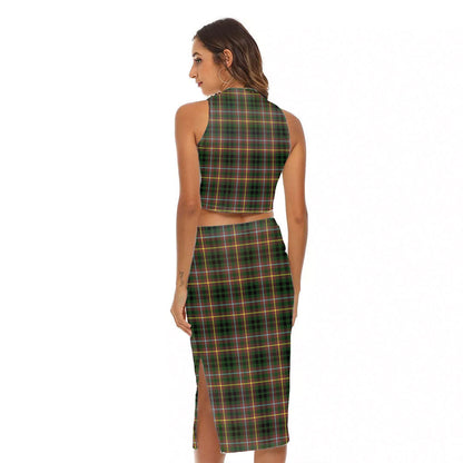 Buchanan Hunting Tartan Crest Tank Top & Split High Skirt Set