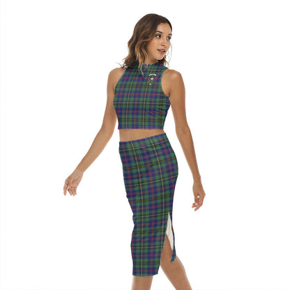 Wood Modern Tartan Crest Tank Top & Split High Skirt Set