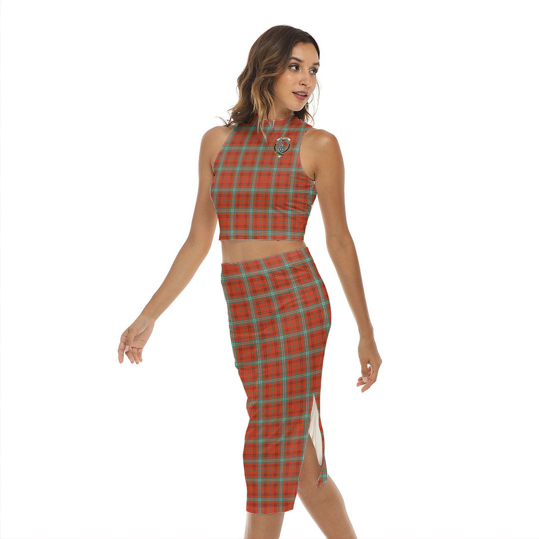 Morrison Red Ancient Tartan Crest Tank Top & Split High Skirt Set