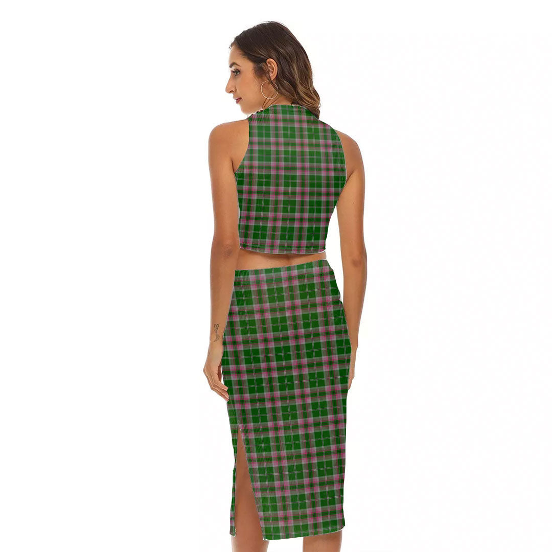 Gray Hunting Tartan Crest Tank Top & Split High Skirt Set