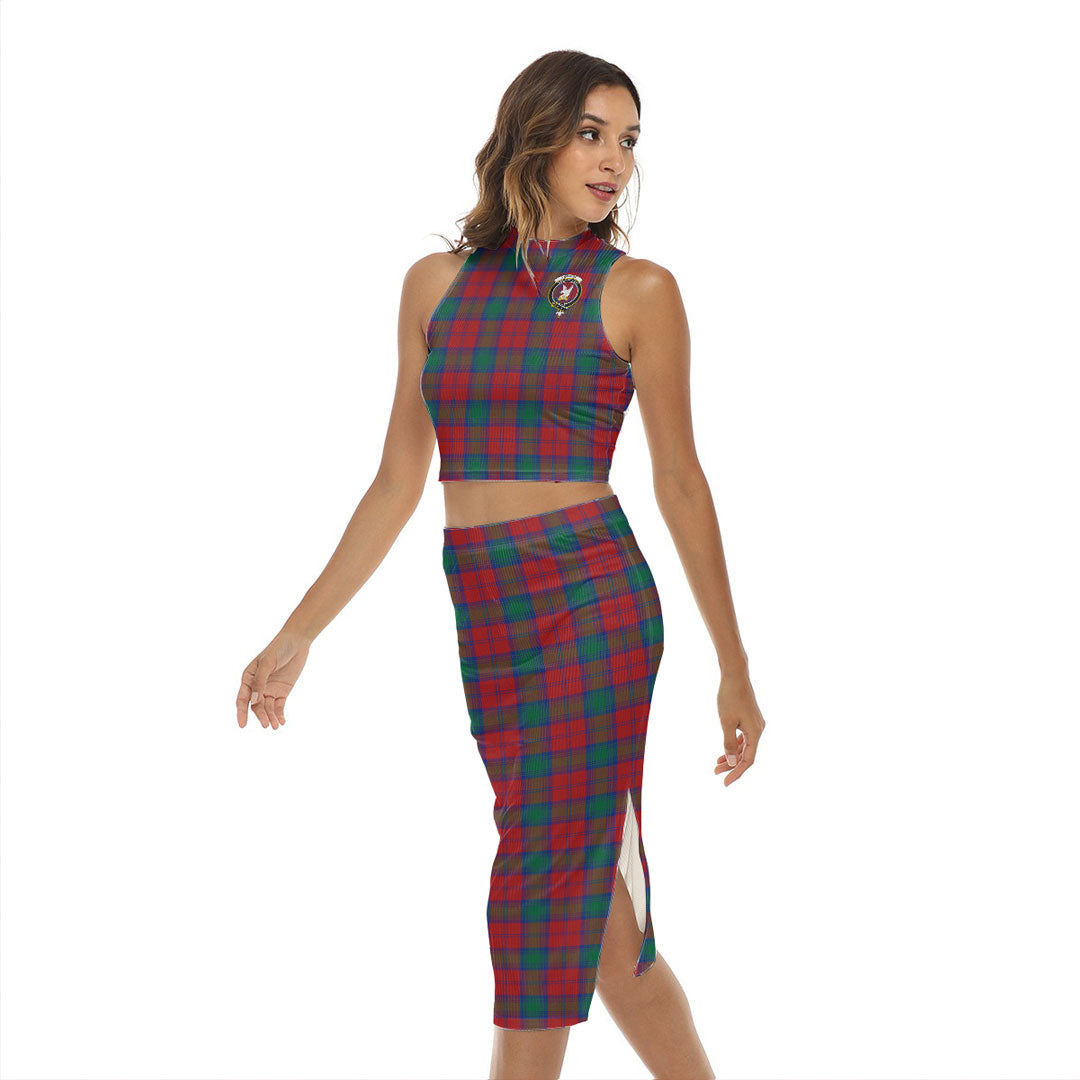 Lindsay Modern Tartan Crest Tank Top & Split High Skirt Set