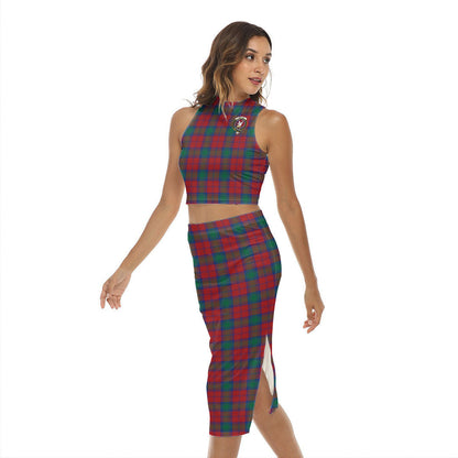 Lindsay Modern Tartan Crest Tank Top & Split High Skirt Set