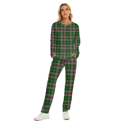 Gray Hunting Tartan Plaid Women's Pajama Suit